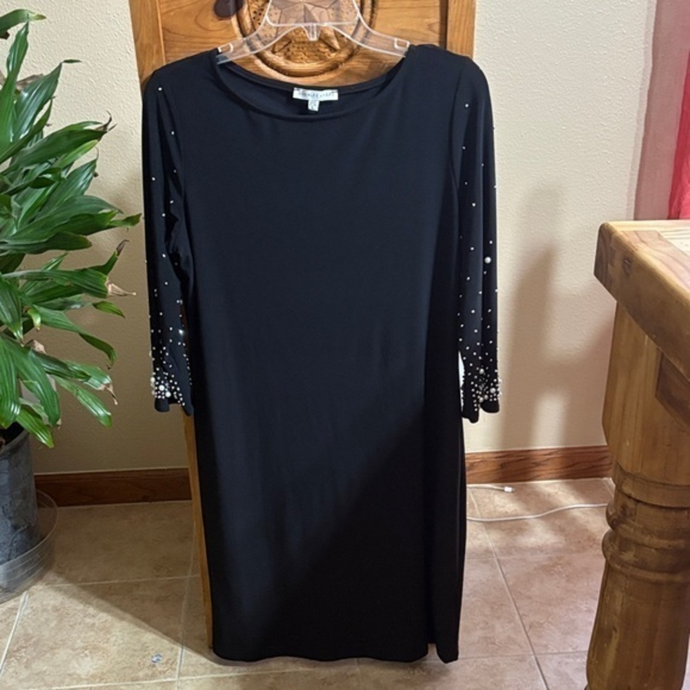 Annalee + Hope Black Dress with Embellished Sleeves